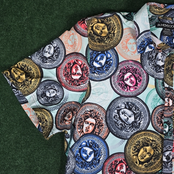 Red Ape | MCMXXXIII Medusa Coin Flip Button Down Mens Shirt - Plus SIZE 4x - Picture 10 of 16